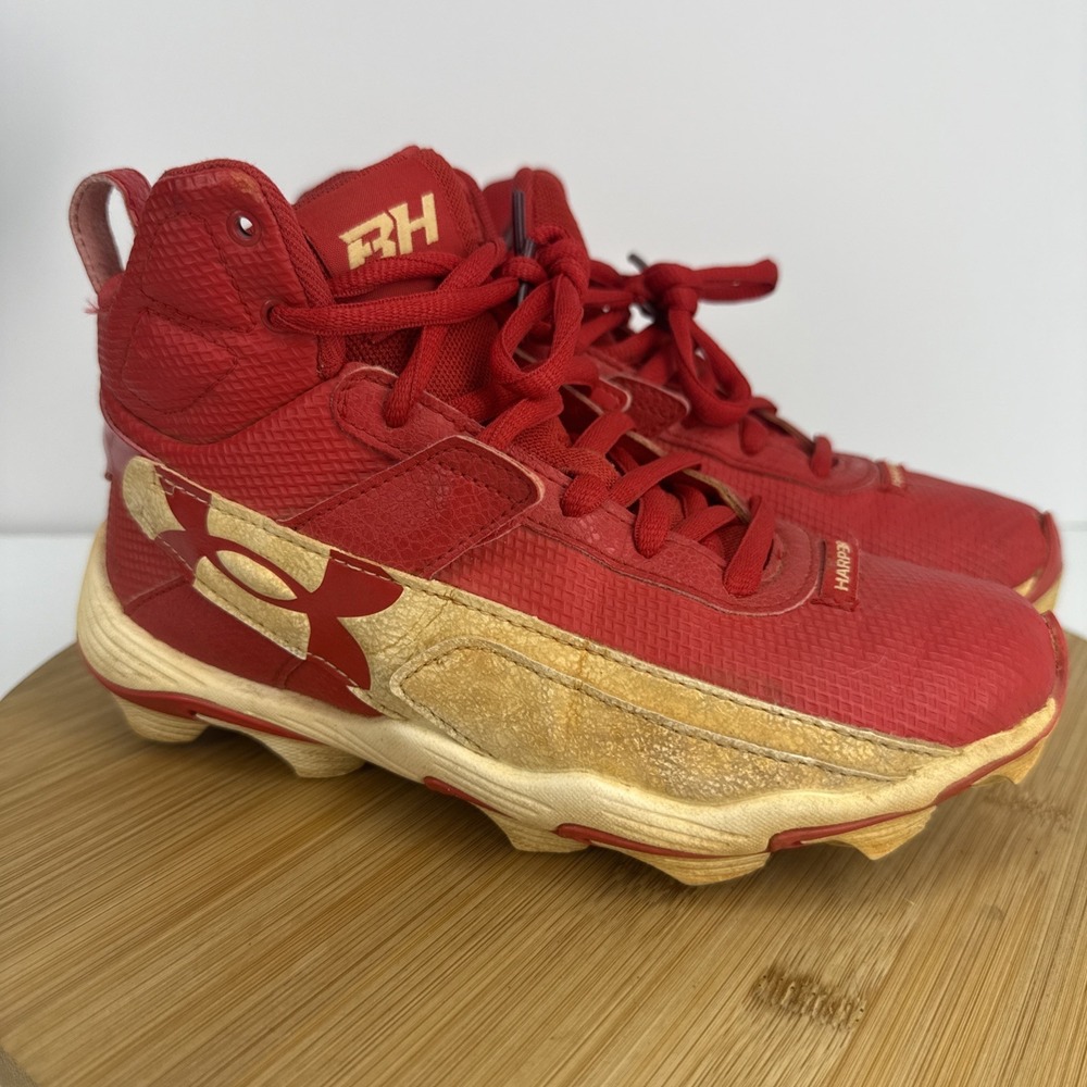 Under Armour Harper 10 RM Baseball Shoes Kids 3Y Red Cleats Bryce Harper